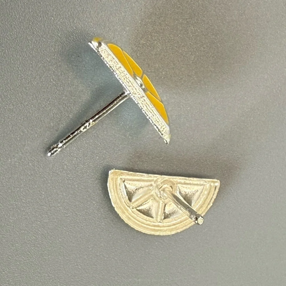 Sterling Silver CZ Lemon Stud Earrings 11mm